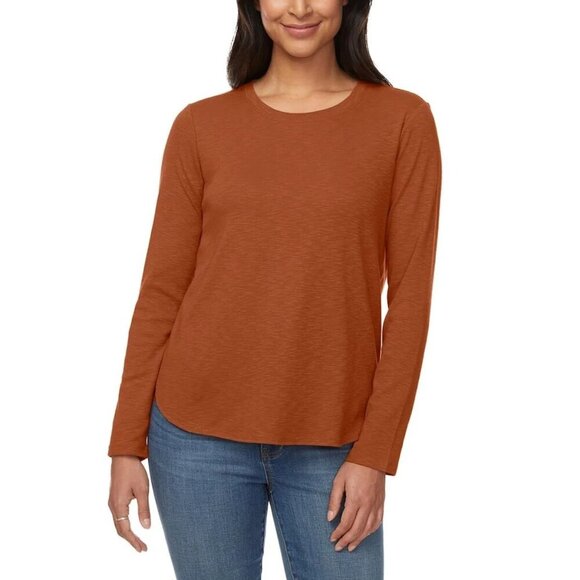 NEW Kirkland Signature Women's XXL Long Sleeve Top Rust Orange Lightweight - Picture 1 of 9